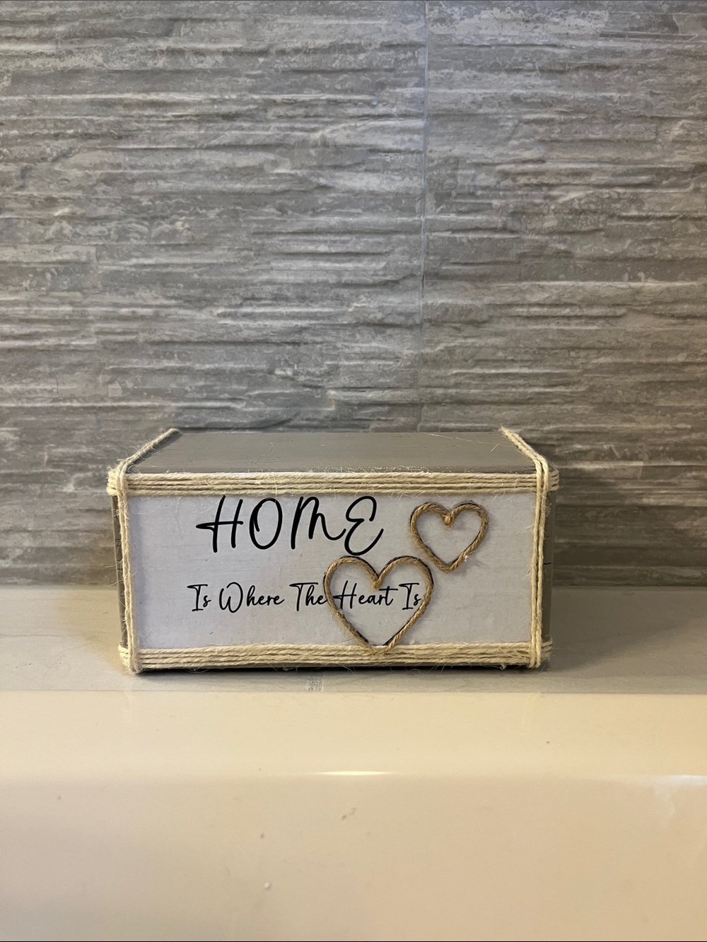 HOME Is Where The Heart Is Decorative Box - Gray and White